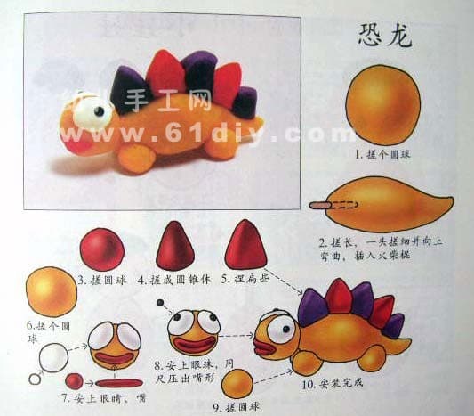 幼儿彩泥制作——小恐龙