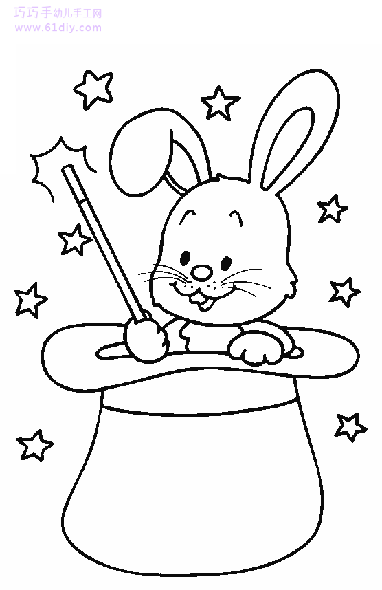 兔子简笔画(填色卡)(7)