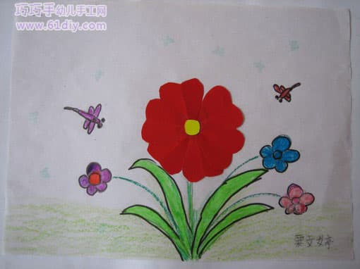 幼儿手工贴画:漂亮的花朵_精彩贴画_巧巧手幼
