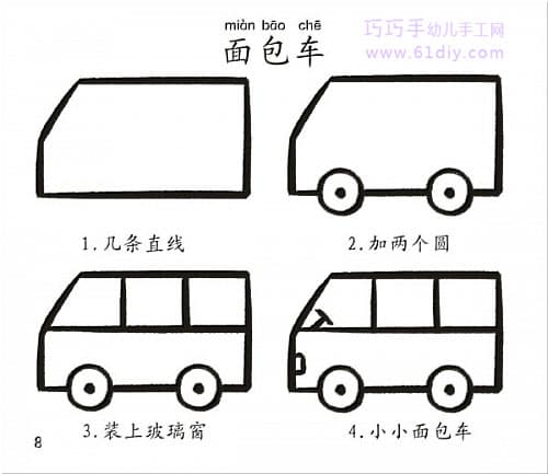 幼儿简笔画——面包车