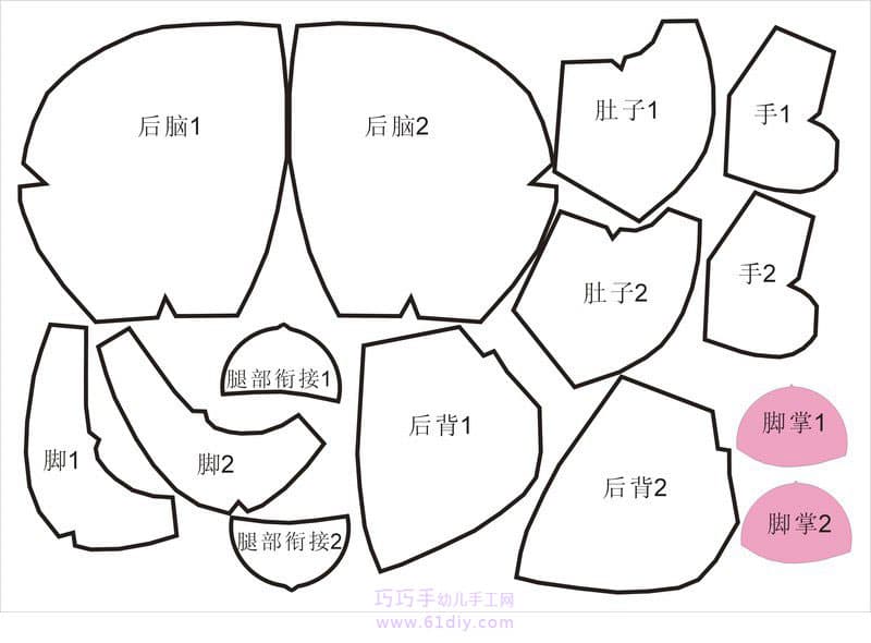 可爱绒布小兔子制作图样