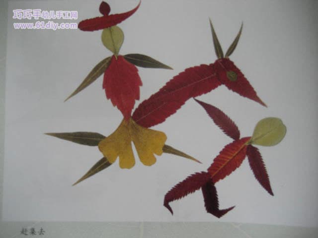 银杏树叶贴画作品_银杏树叶贴画_银杏叶树叶贴画图片