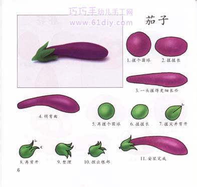 幼儿园手工：橡皮泥制作蔬菜——茄子