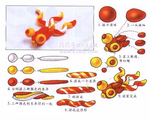 幼儿彩泥教程——金鱼