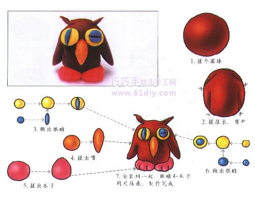 幼儿橡皮泥制作教程——猫头鹰