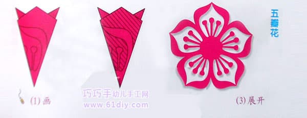 五瓣花剪纸纹样（五角折剪）