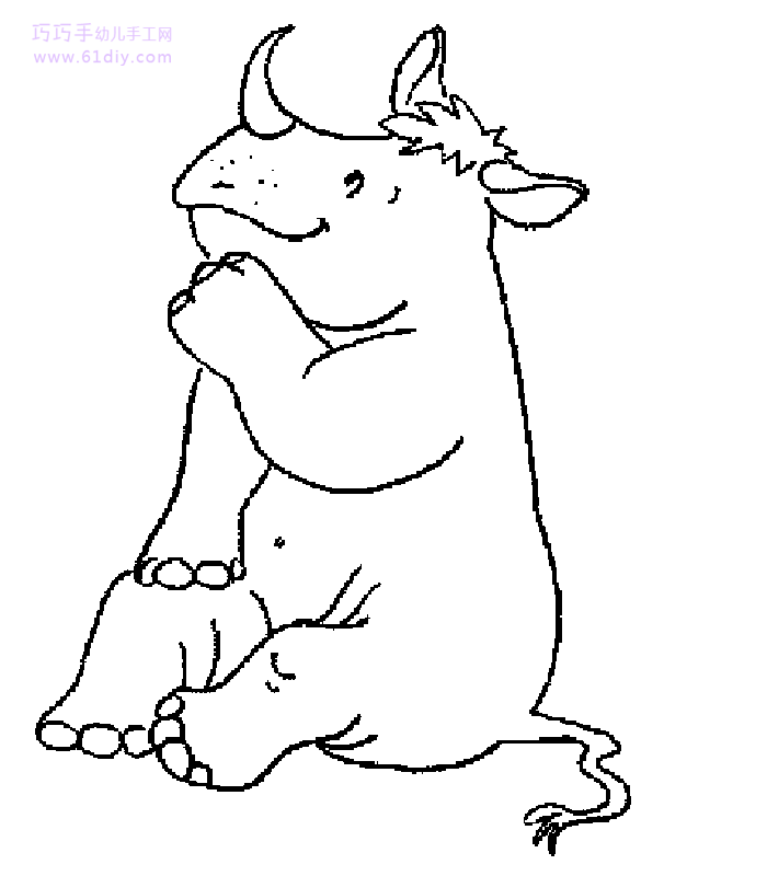 犀牛的简笔画(填色图)