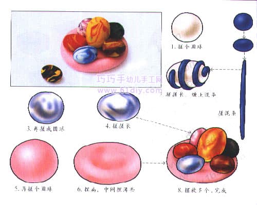 儿童彩泥教程——雨花石
