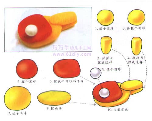 橡皮泥制作乒乓球拍