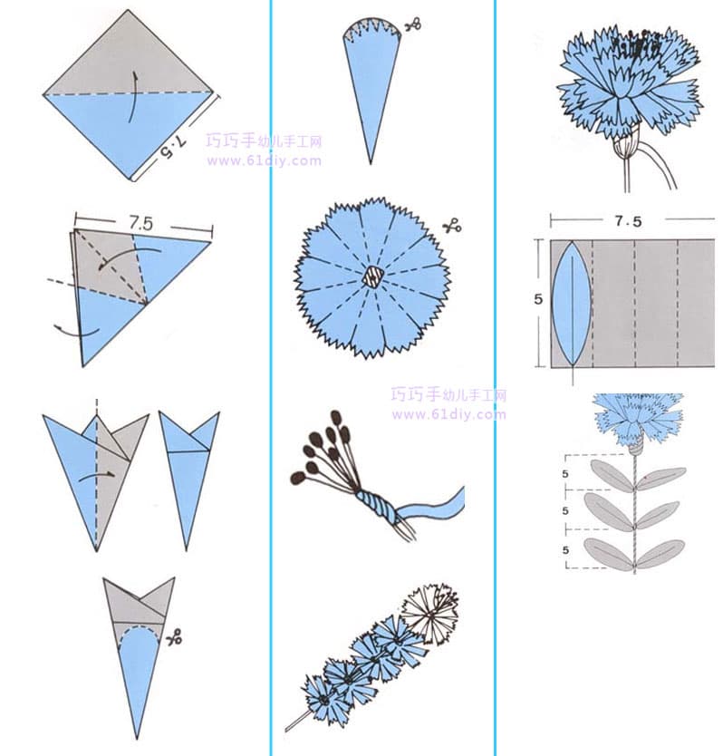 母亲节手工——康乃馨折纸图解