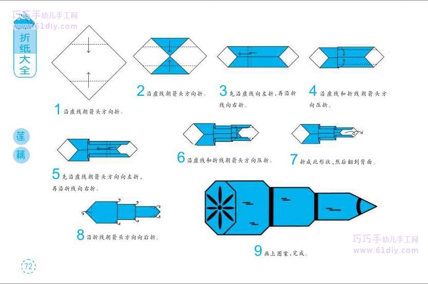 幼儿手工折纸——莲藕（蔬菜类）