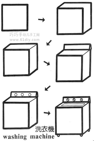 家用电器简笔画——洗衣机（方形变变变）