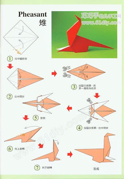 雉鸡折纸教程