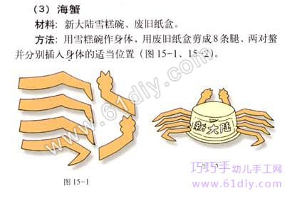 一次性碗螃蟹手工