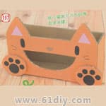 卡通小猫纸巾盒手工制作（废旧纸箱）