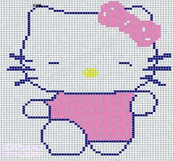 毛衣编织卡通图案——hello kitty_编织手工_巧巧手幼儿手工网