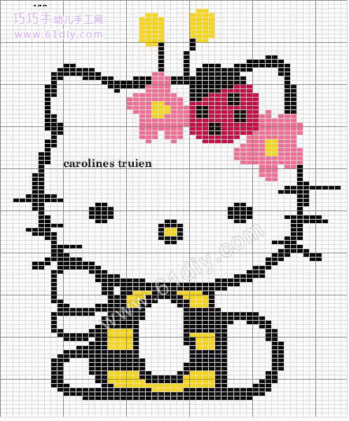 毛衣编织卡通图案——HELLO KITTY2