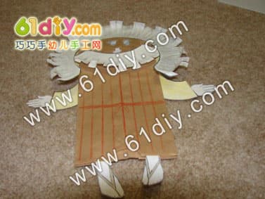 纸袋玩偶手工制作图解Abraham Paper Bag Puppet Craft