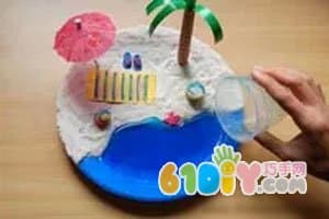 迷你沙滩（纸盘手工）Mini Beach craft