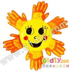 手掌印太阳手工Yellow Handprint Sun