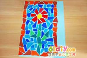 漂亮的马赛克花朵画制作Mosaic Tile Picture