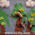 花生壳贴画——猴子爬树