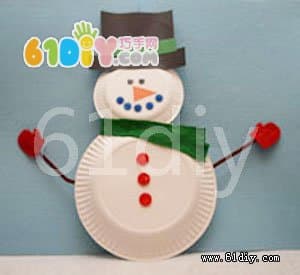 圣诞节的纸盘雪人制作