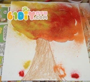 彩色沙子手工——秋天的树