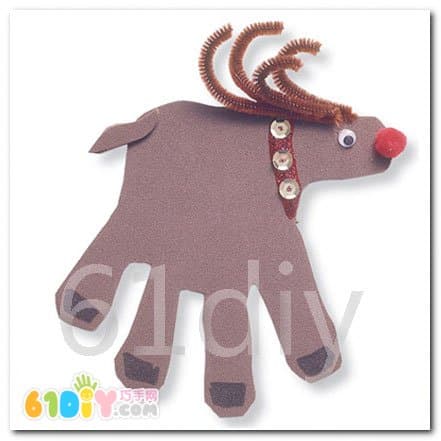 手印手工——圣诞驯鹿