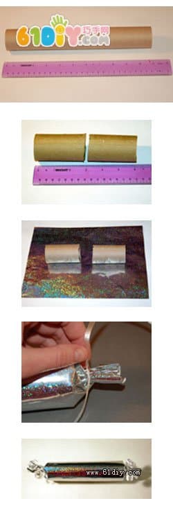 保鲜膜纸筒制作节日糖果盒