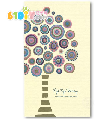 布贴画——彩色圆形树