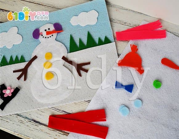 不织布雪人贴画
