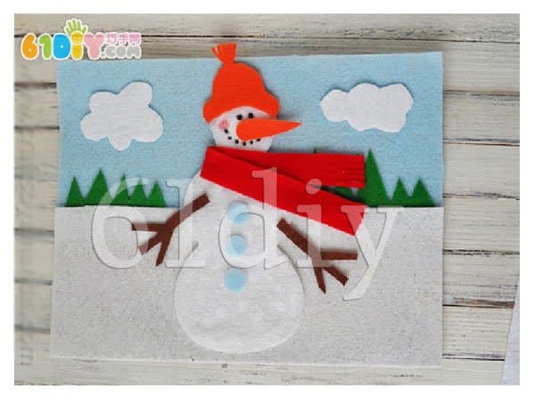 不织布雪人贴画