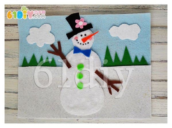 不织布雪人贴画