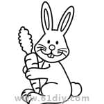 卡通兔子填色图
