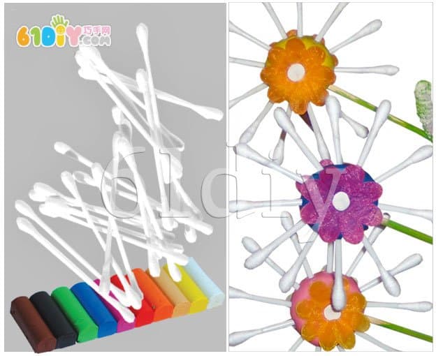 棉签制作春天的花朵