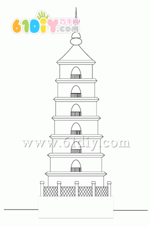 中国古塔填色图