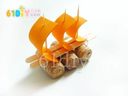 红酒瓶塞雪糕棒制作帆船