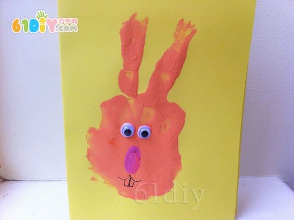 可爱的手印兔子卡片制作