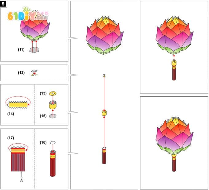 新年DIY——手工制作漂亮的莲花灯笼