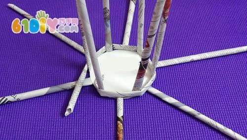 报纸花篮编织图解