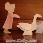 立体纸艺：小女孩放鸭子