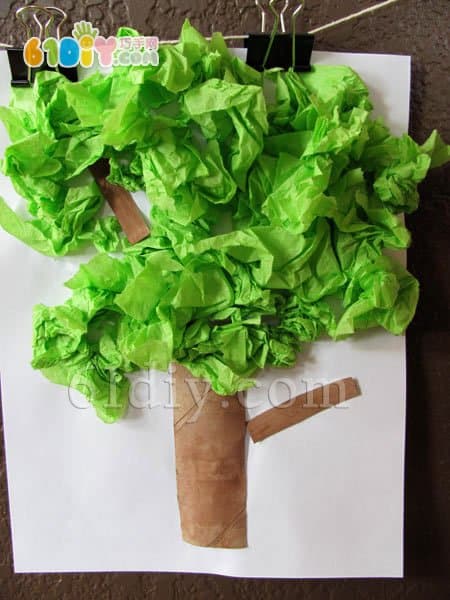 幼儿园植树节手工——搓纸树贴画