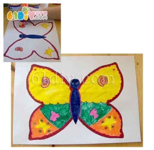 幼儿园春天涂鸦——七彩蝴蝶
