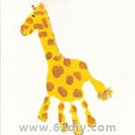 儿童创意手印画：长颈鹿
