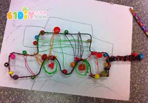 儿童汽车手工——电线头废物利用