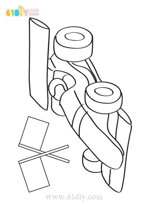卡通赛车填色图