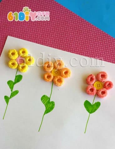 儿童创意手工——燕麦圈小花