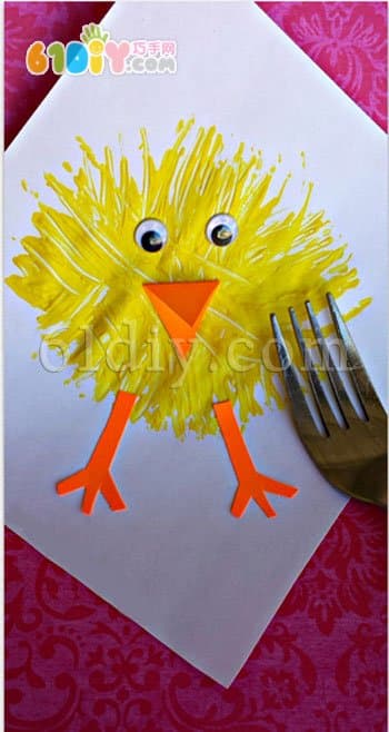 复活节涂鸦：用叉子画小鸡