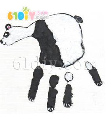 创意手印画熊猫